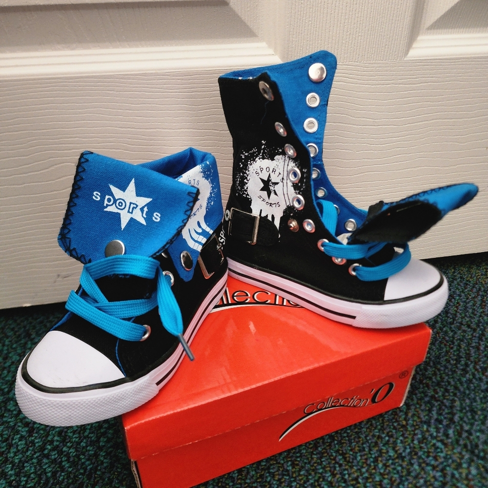 Kids Black and Blue Shoes